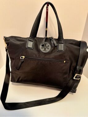 Tory Burch Packable Nylon & Saffiano Leather Crossbody Travel Tote